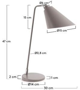 OnaDnes -20% Šedá kovová stolní lampa Kave Home Tipir