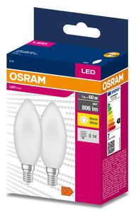 2 ks matná LED žárovka E14 7.5 W CLASSIC B, teplá bílá