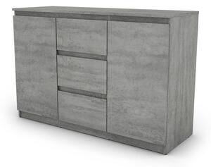 Komoda se 3 zásuvkami Carlos, šedý beton, 120 cm