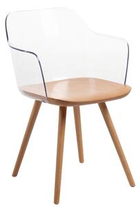 Kave Home Transparentní plastová jídelní židle LaForma Klam s bukovou podnoží
