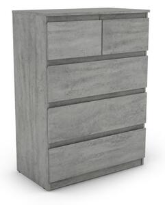 Komoda s 5 zásuvkami Carlos, šedý beton, 75 cm