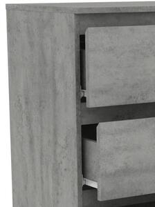 Komoda se 4 zásuvkami Carlos, šedý beton, 75 cm