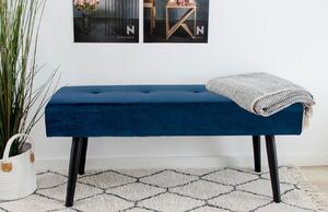 Nordic Living Tmavě modrá sametová lavice Mekl 100 cm