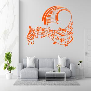 Živá Zeď Samolepka Skladba pro klavír Barva: oranžová, Velikost: 60 x 52 cm