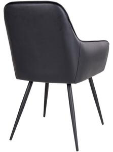 Nordic Living Černá koženková jídelní židle Malvik