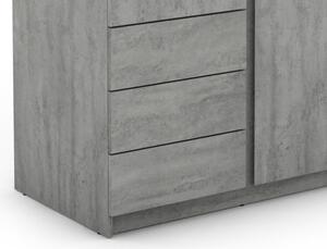 Šatní skříň Carlos, šedý beton, 100 cm