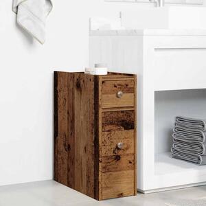 Úzká koupelnová skříňka na kolečkách old wood kompozitní dřevo