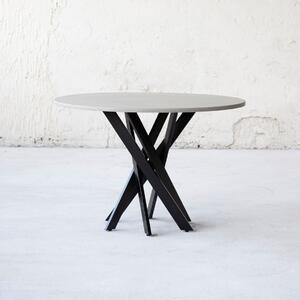 Betonový jídelní stůl kruh D110cm světle šedý, ocelové podnoží