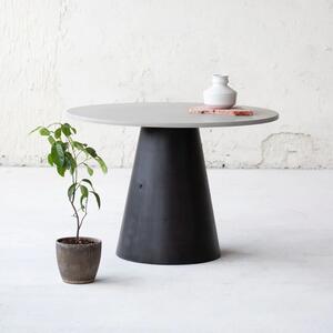 Betonový jídelní stůl kruh D110cm světle šedý, betonové podnoží
