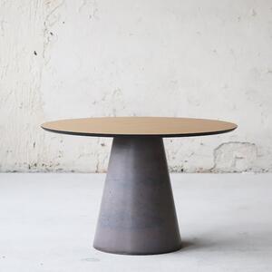 Jídelní stůl dýha dub kruh D120cm, podnoží nachový beton