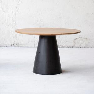 Jídelní stůl masiv dub kruh D120cm, podnoží černý beton