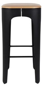 White Label Černá plastová barová židle WLL UP-HIGH s jasanovým sedákem 73 cm