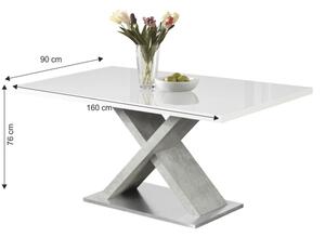 Jídelní stůl Farnali (lesk bílý + beton). 1015679