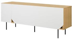 Bílá dubová komoda TEMAHOME DANN 165 x 45 cm s kovovou podnoží