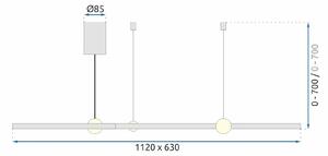 Toolight - Závěsná stropní lampa Bead 3 s dálkovým ovládáním - černá - APP752-30-40-50