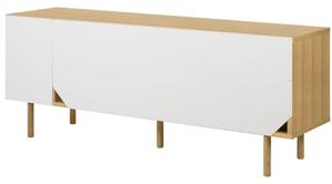 Bílá dubová komoda TEMAHOME Dann 165 x 45 cm s dřevěnou podnoží