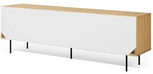 Bílý dubový TV stolek TEMAHOME Dann 201 x 45 cm s kovovou podnoží