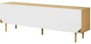 Šedobílý dubový TV stolek TEMAHOME Dann 201 x 45 cm s dřevěnou podnoží