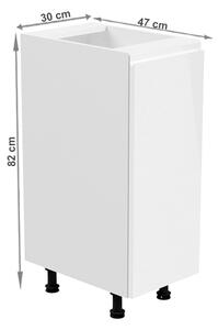 Dolní kuchyňská skříňka D30 Aurellia (bílá + lesk bílý) (P). 1015745