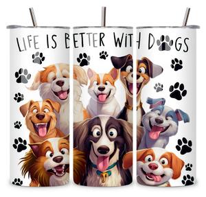 Life With Dogs #1 | nerezový termohrnek 600ml s kovovým brčkem