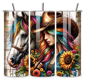 Horse Girl Amelia | nerezový termohrnek 600ml s kovovým brčkem