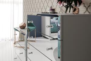 Noční stolek Bellagio 22 s zásuvkami i lustrzanym frontem - šedý mat / Zrcadlo