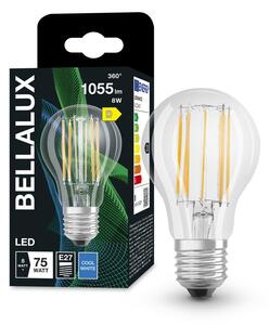 Průhledná LED žárovka E27 8W CLASSIC A, studená bílá
