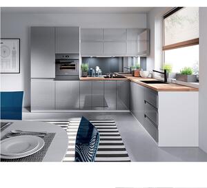 Kuchyňská skříňka na vestavnou ledničku D60ZL Aurellia (bílá + lesk šedý) (L). 1015827