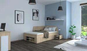 Úložná postel se zástěnou Junior 120x200 cm, dub sonoma