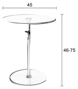 White Label Transparentní skleněný odkládací stolek WLL KARENA 45 cm