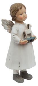 Bílý andílek s koníkem - 6*5*14 cm