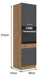 Kuchyňská skříňka na vestavné spotřebiče 60 DP-210 2F Velaga (šedá matná + dub lancelot). 1015885