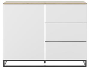 Porto Deco Bílá dřevěná komoda Lettia II 120 x 50 cm s dubovou deskou