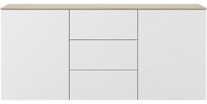 Bílá komoda TEMAHOME Join 180 x 50 cm s dubovou deskou