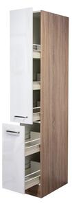 Vysoká kuchyňská skříň Valero AHS30, dub sonoma/bílý lesk, šířka 30 cm