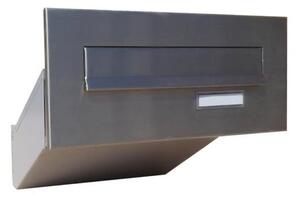Nerezová poštovní schránka DLS-D-042 šikmá k zazdění do sloupku, čelní deska se jmenovkou
