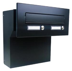 DOLS F-04-2Z RAL9005 - poštovní schránka k zazdění, s 2x jmenovkou a 2x zvonkovým tlačítkem, černá
