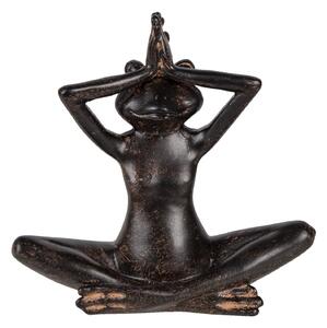 Černá dekorativní soška meditující žáby s patinou - 15*6*14 cm
