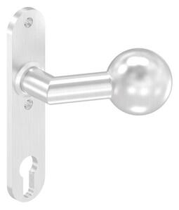 Feldmann 56640-240 - nerezová pevná lomená dveřní koule s oválným štítkem pro cylindrickou vložku, pro křídlové branky a dveře
