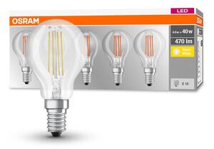 5 ks průhledná LED žárovka E14 4 W BASE teplá bílá