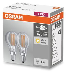 2 ks průhledná LED žárovka 4W E14 BASE teplá bílá