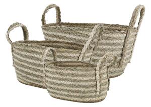 3ks oválný úložný koš z mořské trávy Loani - 48*33*24/ 40*27*21/ 32*22*19 cm - Chic Antique