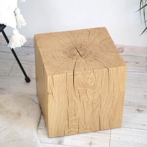 Konferenční stolek špalek dub lakovaný, krychle 35x35x35 cm