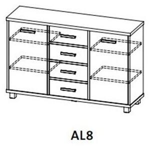 Alan - komoda AL8 - bílá/ořech