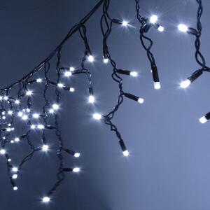 Venkovní LED vánoční závěs PROFI – 10m, 312 LED, studená bílá, se záblesky, silný černý kabel