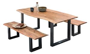 Jídelní set z masivu 160x85 cm stůl a dvě lavice Andrea