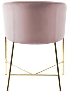Scandi Růžová sametová jídelní židle Olea se zlatou podnoží