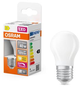 Mini LED matná stmívatelná žárovka E27 4,8 W CLASSIC P, teplá bílá OSRAM