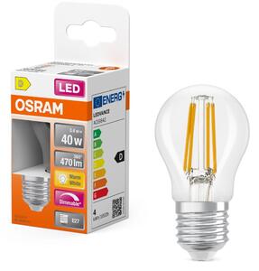 Mini LED stmívatelná žárovka E27 4,8 W CLASSIC P, teplá bílá OSRAM