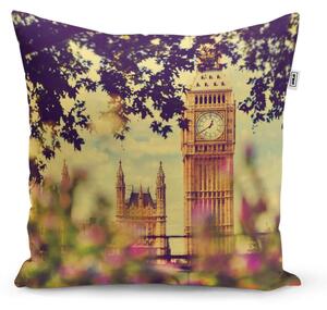 Sablio Polštář Londýn Big Ben Flowers - 40x40 cm